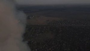 Степной пожар под Оренбургом с высоты птичьего полета