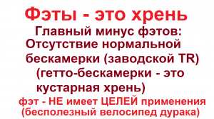 Главный минус фэтов (велосипедов-фэтбайков) - отсутствие нормальной бескамерки (бескамерной резины)