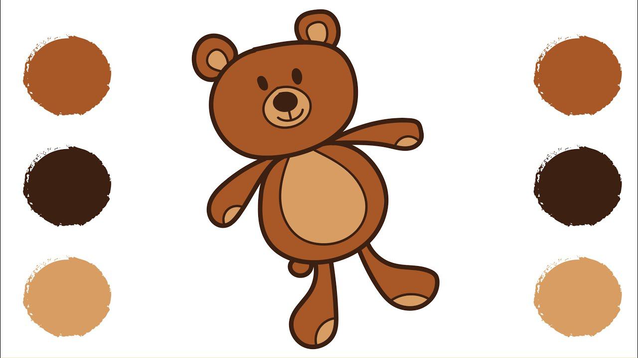 Как нарисовать ПЛЮШЕВОГО МИШКУ / Раскраска МИШКА / How To Draw A TEDDY BEAR /  Краски Раскраски