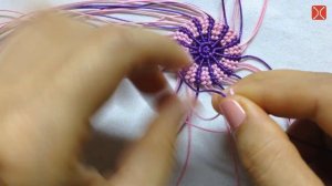 Macrame key chain tutorial - The 3D flower wheel pattern - Hướng dẫn thắt dây bánh xe hoa 3D