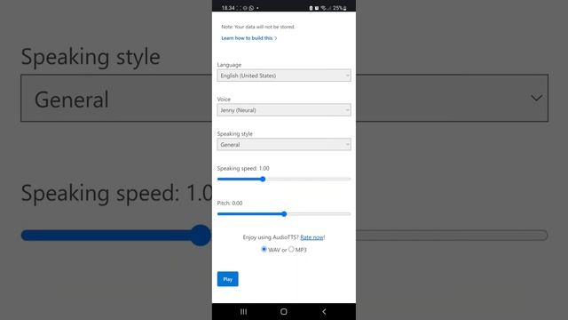 Azure Text to Speech Download as WAV and MP3 ❤️