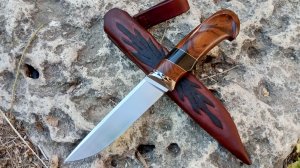 Нож ручной работы "Грибок" - сталь Elmax, айронвуд, рог буйвола.