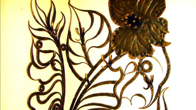 Красивое декоративное настенное панно из металла, кованый цветок, растительный стиль ковки, купить смотреть онлайн