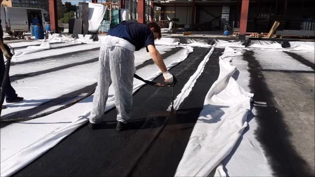 Гидроизоляция жб перекрытия + защита геотекстиль + деформационный шов BITUPREN COMPOUND смотреть онлайн