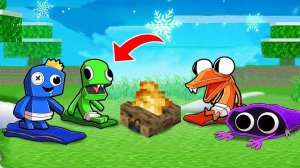 Маленькие РАДУЖНЫЕ ДРУЗЬЯ на отдыхе в страшном лесу в МАЙНКРАФТ ! ALL BABY RAINBOW FRIENDS MINECRAFT