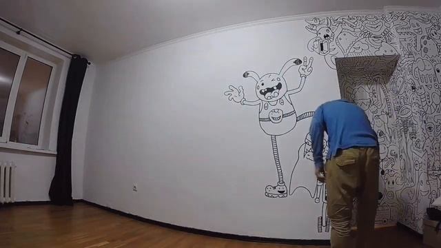 осторожно дудл / дудл стиль / роспись стен / граффити / художник / рисунки / дизайн квартиры / смотреть онлайн