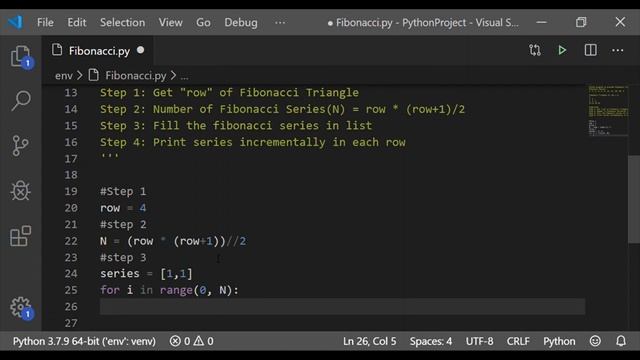 Python for Beginner #1 - Fibonacci Triangle