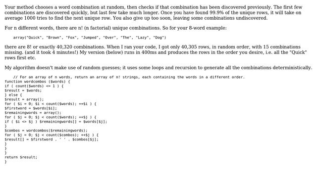 Code Review: Generate every unique combination using all elements from array (3 Solutions!!) смотреть онлайн