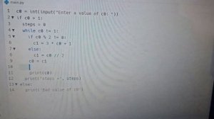 Using while loop write formula of Lothar Collatz in python code. #coding  #pythoncoding #whileloop