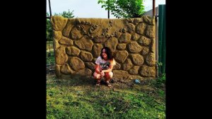 покраска забора.декоративный камень. мастер Анастасия Отрешко.