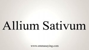 How To Say Allium Sativum