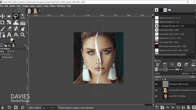 Torn Paper Dual Portrait Effect with GIMP | Photo Manipulation
