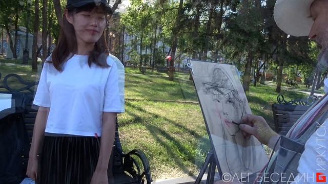 Быстрый портрет с натуры. Пленэр, пастель 42х30 см, Олег Беседин Иркутск смотреть онлайн