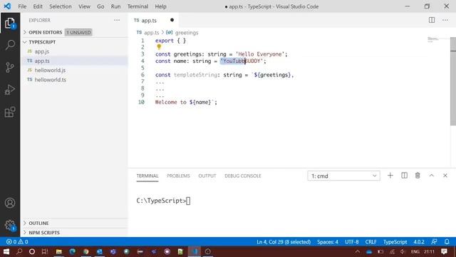 TypeScript Tutorial | Template String