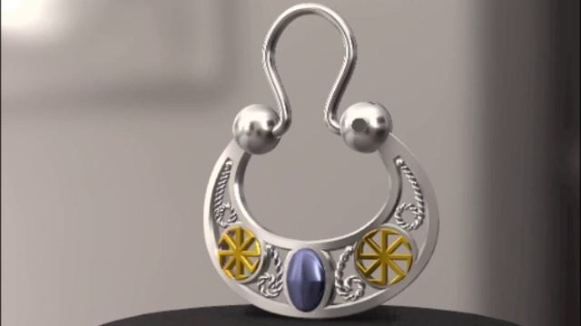 Казацкая серьга с сапфиром на заказ