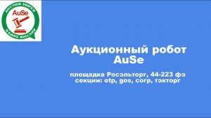 Аукционный робот AuSe, торгующий, площадка росэлторг, 44-223 фз. Настраиваем робота и запускаем.