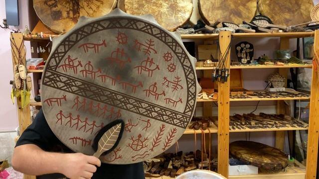 Бубен Чаркова, 60 см, с традиционной росписью смотреть онлайн