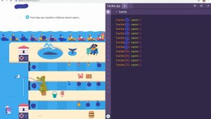 четвёртый сложный уровень с анекдотом - Очередь к причалу - Учи.ру(uchi.ru) - Программирование
