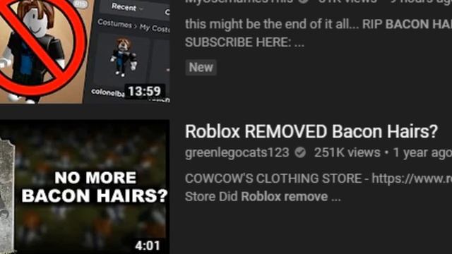 ROBLOX IS ACTUALLY REMOVING BACON HAIRS...(everyones MAD) смотреть онлайн