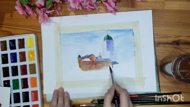 Рисую акварелью. Выборгский замок- достопримечательность Ленинградской области смотреть онлайн