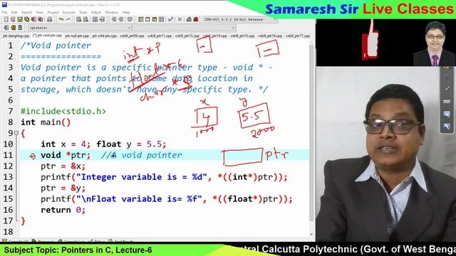 Pointers in C,  Lecture 06, Types of Pointers, Dangling, Void, Null, Wild  | Bengali