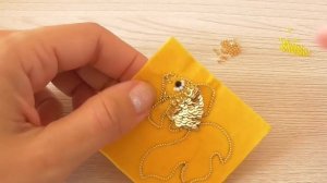 Брошь Золотая рыбка из бисера. МК / DIY Goldfish brooch