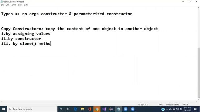 Constructor in JAVA(part-2) | Copy Constructor by clone() method