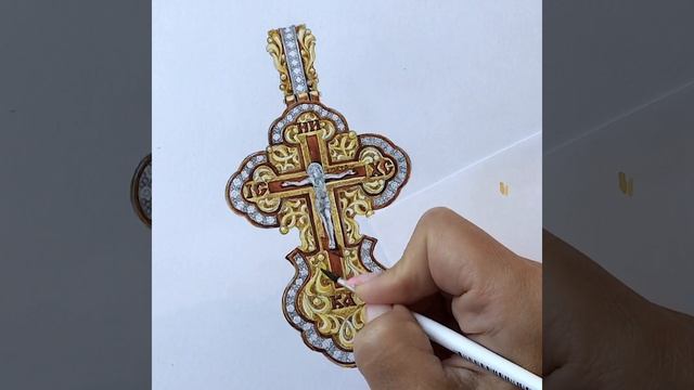 Работа художника-ювелира Nota-Gold над золотым крестом с молитвой Честному и Животворящему Кресту смотреть онлайн