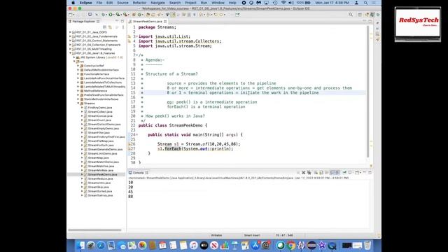 # 190 java stream peek | java peek | streams peek | peek | java streams|Streams| java 8 | RedSysTec смотреть онлайн