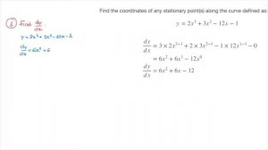 How to Find the Coordinates of Stationary Points, f’(x)=0, Along a Curve - Tutorial 1