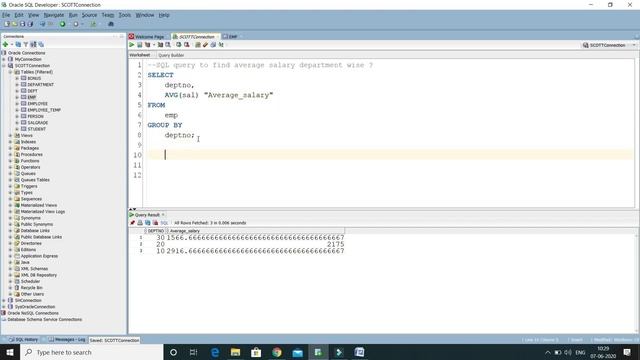 SQL query to find average salary department wise ? || SQL Query Interview Question