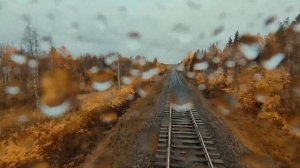Осенний вид из кабины машиниста поезда