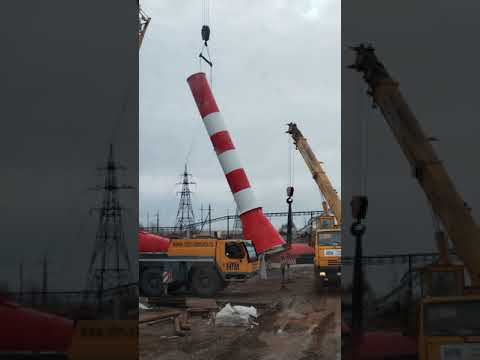 автокран монтаж трубы 15т либхер 130т и ивановец 25т