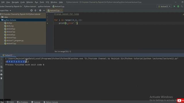 Lec 12 part 1: for loop in python in hindi | sequence based | range based for loop смотреть онлайн