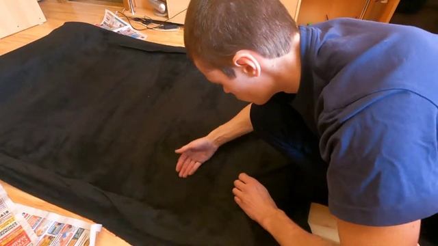перетяжка потолка своими руками в авто. черный салон своими руками.