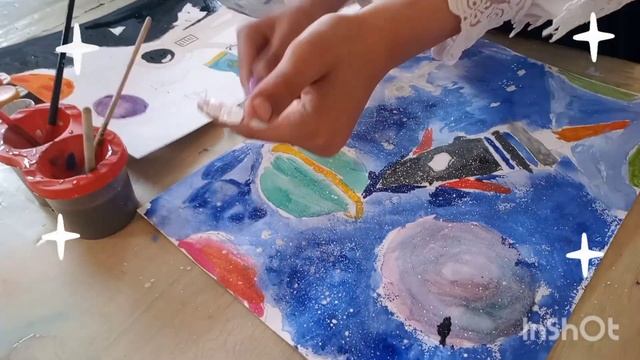 "День Космонавтики"???Выставка детских рисунков?️Детский центр "Жибек-Жолы",27"Мәртөбе"(12.04.2023 смотреть онлайн