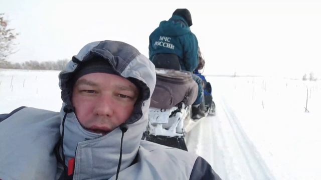 Дорога на хутор(стан) на снегоходе зимой. смотреть онлайн