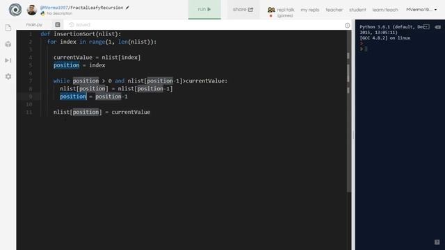 Insertion Sort in Python.