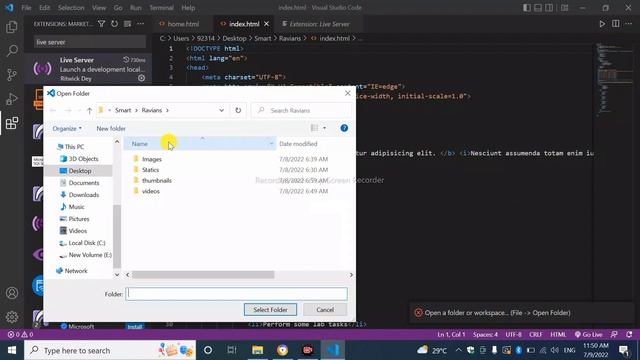 visual studio code live server open a folder or workspace смотреть онлайн