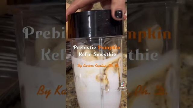 Prebiotic Pumpkin Kefir Smoothie made with home-made milk kefir, pumpkin purée, Inulin and spices