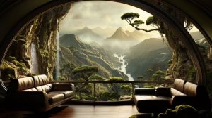 Relax on a Balcony From Alien Planet Science Outpost. Sci-Fi Ambiance for Sleep, Study, Relaxation