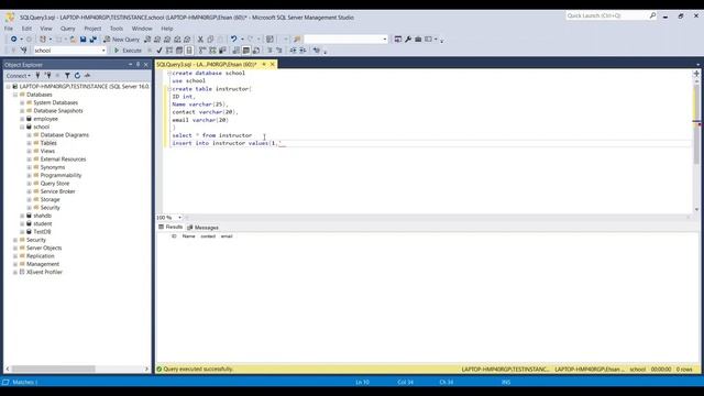 How to create Database in MS SQL Server and table using SQL queries and store data inside