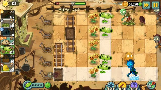 Plants vs Zombies 2 - Wild West Day 3 [Plants Lvl 1 & No Premium] смотреть онлайн
