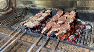 Мясное Ассорти на Мангале. Шашлык из Свиного Антрекота и Свиных Ребер с Овощами. ENG SUB.