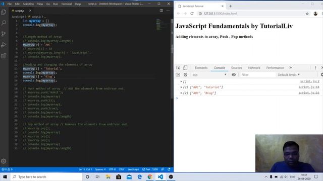 Lecture 6.14: Javascript ES6 Array | push() | pop() | Array in Javascript | ECMAScript2015 Tutorial