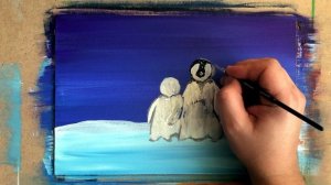 Как рисовать акриловыми красками | картина красками пингвины  | легкий урок рисования красками