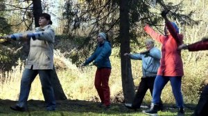 Силовые упражнения, упражнения на координацию и баланс с палками для скандинавской ходьбы