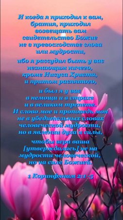 Стихи из Библии. Не в убедительных словах человеческой мудрости... (1 Коринфянам 2:1-5)