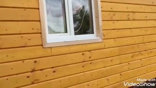 Покраска каркасного дома биотексом, цвет сосны