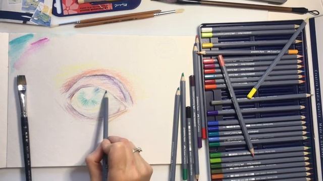 Как нарисовать глаз. Акварельные карандаши, проба, сравнение с акварелью.